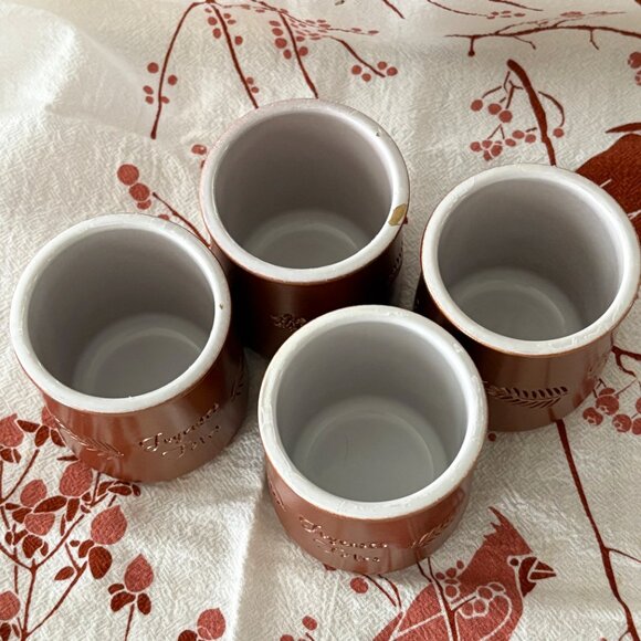 (4) La Fermière Yogurt Pots ~ Bronze Gold ‘Joyeuses Fetes’ - Picture 5 of 10